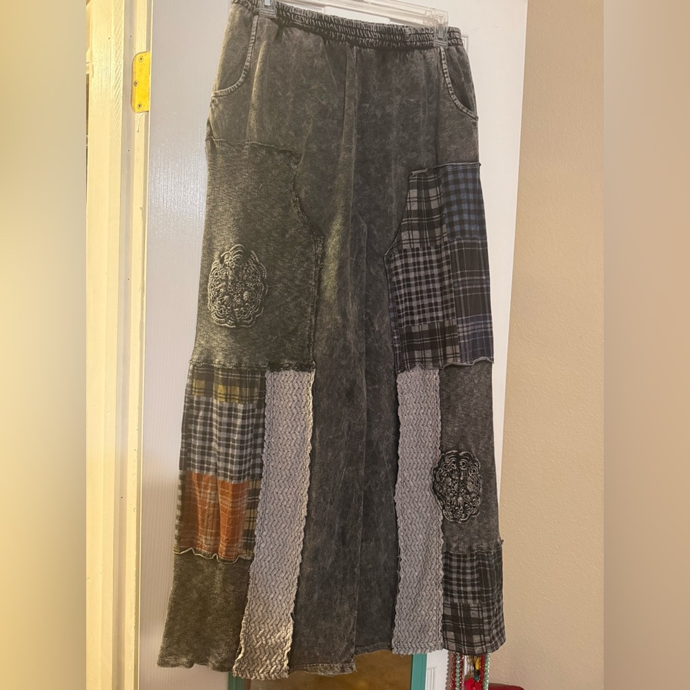 Bohemian Patchwork Pant in Black and Gray